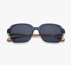 Blue Transparent Blue Full Rim Square Sunglasses